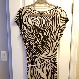 Black & cream knee length dress